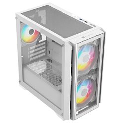 Gabinete Balam Rush Carbono Crystal 4000C Mini torre blanco cristal 3xVentiladores ARGB Micro ATX / Mini ITX sin fuente