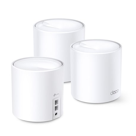 Sistema Deco X5000 (3 piezas) TP-Link Mesh Wi-Fi 6 AX5000 (2x RJ45 gigabit por pieza) MU-MIMO OFDMA 4 antenas internas modo Rout