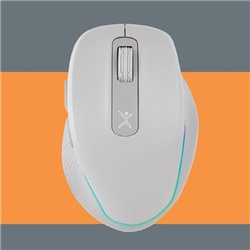 Mouse Perfect Choice Lumier Pro blanco inalambrico DPI 1000/1200/1600 recargable luz RGB click silencioso