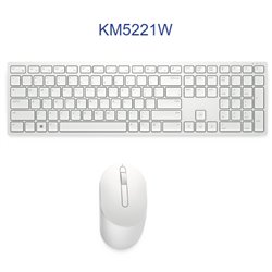 Kit de teclado y mouse Dell inalambrico KM5221W español color blanco