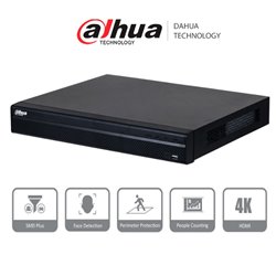 NVR Dahua DHI-NVR4232-16P-4KS3 8 mp 4k 32 canales IP 16 puertos PoE rendimiento de 160 mdps smart H.265 + 2 bahias de disco duro