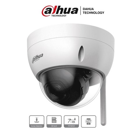 Camara Dahua DH-IPC-HDBW1230DE-SW IP domo WIFI 2 mpx lente 2.8 100 gds IR 30 m antivandalica lk10 deteccion de humanos IP67