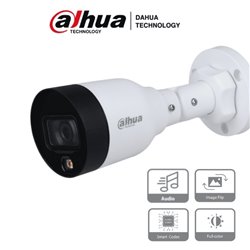 Camara Dahua DH-IPC-HFW1239S1-A-LED-S5 bullet full color 2 mpx lente 2.8 mm 102 gds microfono 15 m de luz visible PoE IP67