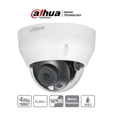 Camara Dahua DH-IPC-HDPW1431R1N-0280B-S4 IP domo 4 mpx lente de 2.8mm IR 30 m h.265 wdr real PoE IP67