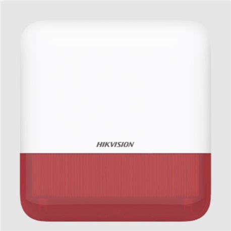 Sirena Hikvision DS-PS1-E-WB/Rinalambrica con estrobo rojo para exterior IP65 110 dB