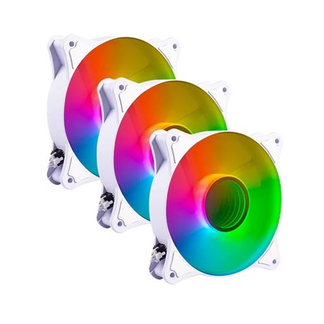 Kit 3 Ventiladores Balam Rush 120mm Blanco Eolox Blaze EX90KW 120mm ARGB Rainbown 120x120x25mm 1200RPM Hidráulico 12V Incluye Hu