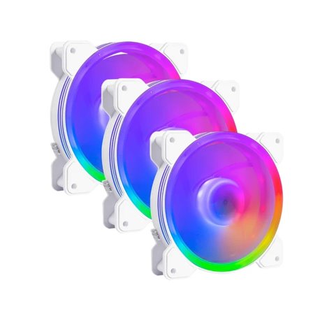 Kit 3 Ventiladores Balam Rush 120mm Blanco ARGB Eolox Blaze EX50KW 120x120x25mm + 1200 RPM + Hidráulico + 12 V Incluye Hub 4 Pin