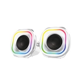 Bocinas Balam Rush Glimm Quad BG555 Blanco Bluetooth 10W 2.0 Canales Iluminación RGB