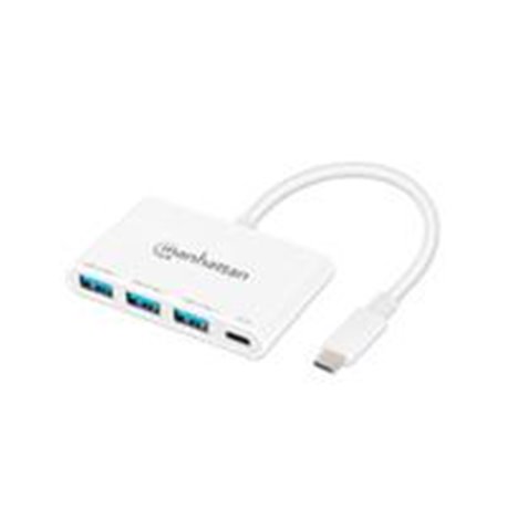 HUB USB-C,MANHATTAN,168434, 3 PTOS A + 1 PTO C PD, 5GBPS, BLANCO