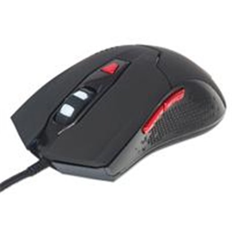 MOUSE OPTICO GAMING,MANHATTAN,176071, USB 6 BOTONES NEGRO C/LUZ