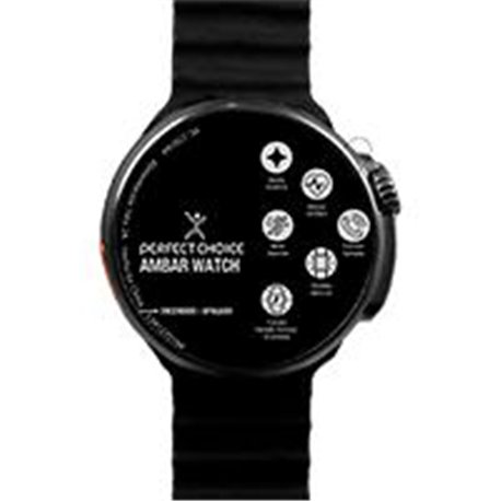 RELOJ INTELIGENTE SMARTWATCH CON PANTALLA REDONDA AMOLED DE 1.43 PULGADAS PERFECT CHOICE AMBER - NEGRO/SUSTITUYE A RELOJ-71/PC-2