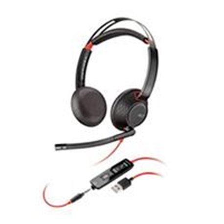DIADEMA HP POLY 8X231AA BLACKWIRE C5220/ ALAMBRICA BINAURAL USB-A + USB-C + 3,5MM MICROFONO CANCELACION DE RUIDO ALMOHADILLAS DE