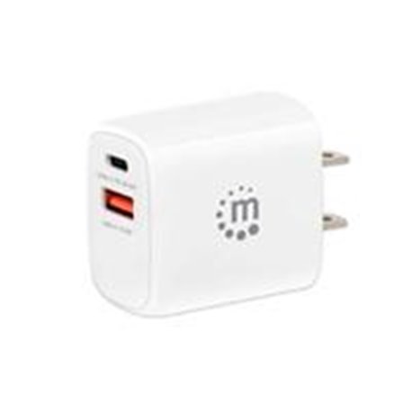 406291 CARGADOR PARED,MANHATTAN,406291, 20W, USB-C PD 20W Y USB-A QC 18W