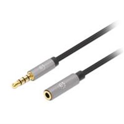 356046 CABLE AUDIO ESTEREO, MANHATTAN, 356046, 3.5MM EXTEN. M-H 3.0M NEGRO/ALUMINIO PLATEADO