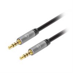356008 CABLE AUDIO ESTEREO, MANHATTAN,356008, 3.5MM M-M 3.0M NEGRO/ALUMINIO PLATEADO