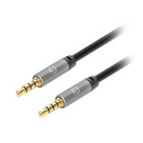 356008 CABLE AUDIO ESTEREO, MANHATTAN,356008, 3.5MM M-M 3.0M NEGRO/ALUMINIO PLATEADO