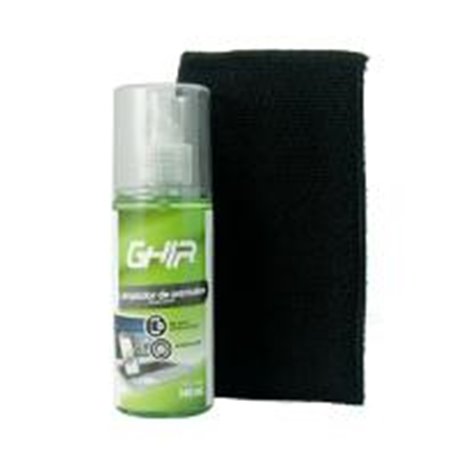 GLS-009-R KIT DE LIMPIEZA PARA PANTALLAS GHIA, INCLUYE TOALLA TIPO ESPONJA Y LIQUIDO LIMPIADOR 140ML ANTIBACTERIAL