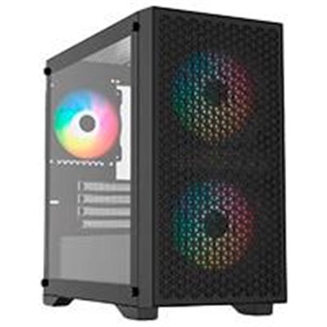 BR-938853 GABINETE GAMER BALAM RUSH CARBONO AIRCOOL 4000A / MINI TORRE / MINI ITX, MICRO ATX / PANELES REMOVIBLES CRISTAL TEMPLA