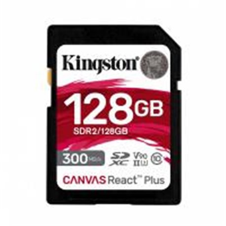 SDR2/128GB MEMORIA FLASH SD KINGSTON SDXC CANVAS REACT PLUS 128GB 300R/260W UHS-II U3 V90 (SDR/128GB)