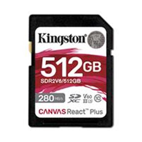 SDR2V6/512GB MEMORIA FLASH SD KINGSTON SDXC CANVAS REACT PLUS 512GB 280R/150W UHS-II U3 V60 (SDR2V6/512GB)