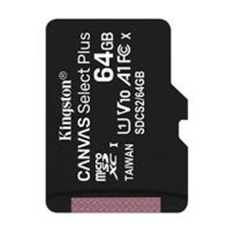 SDCS2/64GBSP MEMORIA FLASH MICRO SD KINGSTON SDXC CANVAS SELECT PLUS 64GB 100R UHS-I U1 V10 SIN/ADAPTADOR (SDCS2/64GBSP)