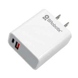 6005552 Cargador Brobotix 38W carga rapida Dual V3.0 USB-A Y USB TIPO C color Blanco