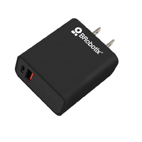 6005569 Cargador Brobotix 38W carga rapida Dual V3.0 USB-A Y USB TIPO C color Negro