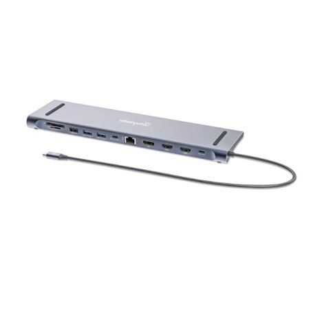 190305 Docking Manhattan USB-C 12 Puertos USB 3.2 Gen 1 Tipo-C Macho a 2xHDMI 1xDisplayPort 3xUSB A 1xUSB C Power Delivery 100W 