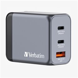 32201 Cargador de pared Verbatim GaN de 35 combina un puerto USB-C PD de 65W y un puerto USB-A QC 3.0 (EU/UK/US)