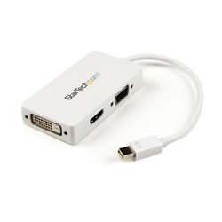 MDP2VGDVHDW ADAPTADOR MINI DISPLAYPORT A VGA DVI O HDMI - CONVERTIDOR A/V 3 EN 1 PARA VIAJES - 1080P - 1920X1200 - BLANCO