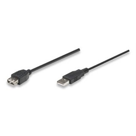 338653 Cable Manhattan Extencion USB A 2.0 1.8m Negro
