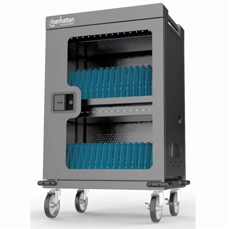 102353 Carro de carga Manhattan profesional 32 puertos USB C 576W bahías para Chromebooks, tabletas y teléfonos