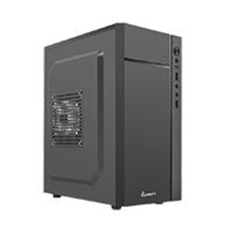 GABINETE QUARONI FRENTE ABS, NEGRO CON FRANJA TIPO FIBRA DE CARBONO, MICRO ATX, MINI ATX Y MICRO ITX, FUENTE DE PODER INCLUIDA D