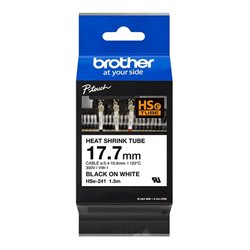 HSE241 Cinta Brother HSE241 negro sobre blanco termorretractil 17.7mm x 1.5m para PTE300 PTE550W PTP950NW