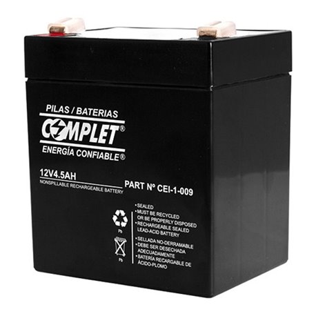 CEI-1-009 Batería COMPLET CEI-1-009 sellada de repuesto plomo ácido para UPS 12 Vcc / 4.5Ah medidas 90x70x107mm
