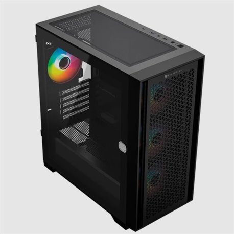 BR-938815 Gabinete Balam Rush Twin Mate 6000B Media torre negro cristal 4xVentiladores ARGB Mini ATX / Mico ATX sin fuente panel