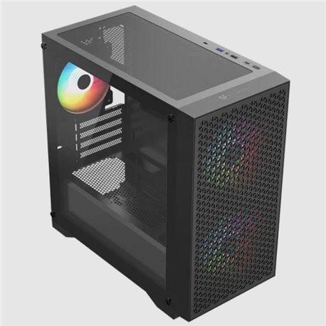 BR-938853 Gabinete Balam Rush Carbono Aircool 4000A Mini torre negro 3xVentiladores ARGB Micro ATX / Mini ITX sin fuente