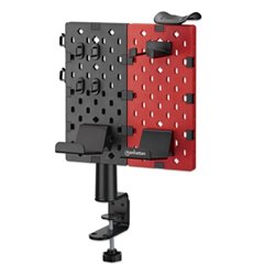 462518 Soporte Manhattan de escritorio con tablero organizador perforado y porta accesorios rojo/negro