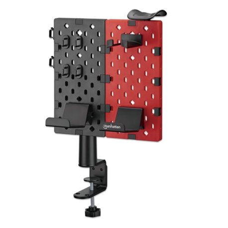 462518 Soporte Manhattan de escritorio con tablero organizador perforado y porta accesorios rojo/negro