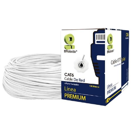 6006788 Bobina Brobotix CAT6 para interiores CCA UTP 100 mtr color Blanco