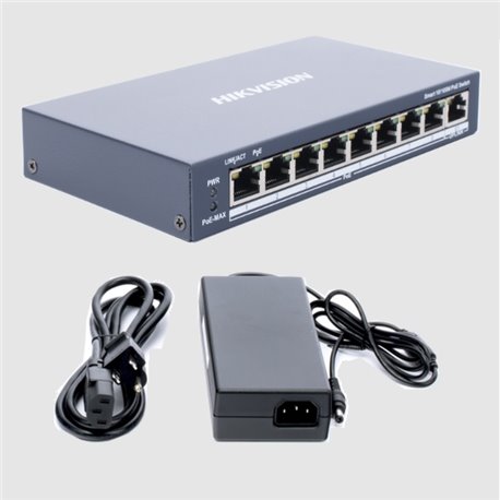 DS-3E1309P-EI/M Switch Hikvision DS-3E1309P-EI/M PoE 8 puertos 100 100 Mbps PoE+ 1 puerto 1000 Mbps Uplink PoE hasta 300 m conex
