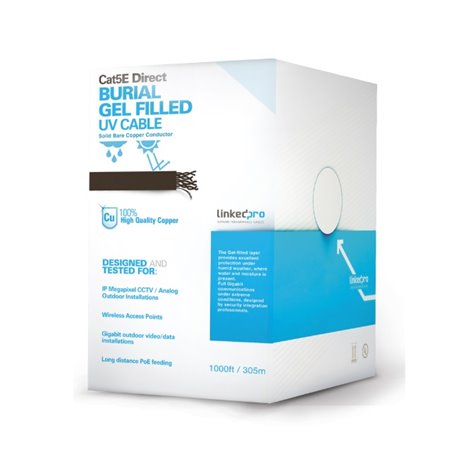 PRO-CAT-5E-GELX Bobina Linkedpro PRO-CAT-5E-GELX cable de 305 m Cat5E gel para interperie doble forro extrema humendad redes de 