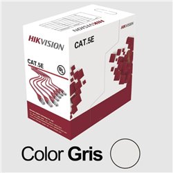 DS-1LN5E-S Bobina Hikvision DS-1LN5E-S cable UTP 305 m Cat5E 24 AWG PVC (CM) interior 100% cobre gris
