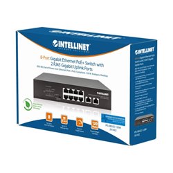 561402 Swicth Intellinet 8 Puertos PoE+ GB 2 puertos Gigabit RJ45 de enlace ascendente