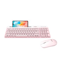 AC-936279 Kit Teclado y Mouse Creator Virtuos Silk MK720 Rosa Inalambrico recargable con soporte para smartphone