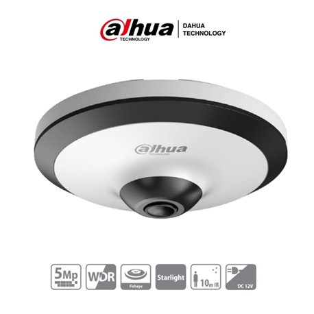 DH-HAC-EW2501N Camara Dahua DH-HAC-EW2501N fisheye HDCVI 5 mp 360 gds Ir 10 m WDR real 120dB microfono integrado interior