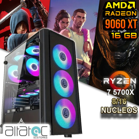 PC GAMER RYZEN 7-5700X CON RX-9060-XT 16GB, RAM 32GB, SSD 1TB