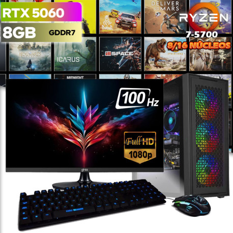 PC GAMER CON MONITOR 24P 100HZ RYZEN 7 5700 RTX-5060, RAM 32GB