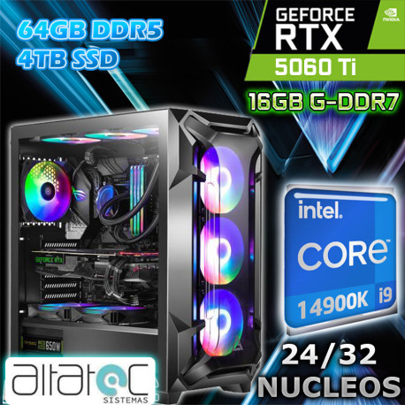 PC INTEL CORE I9-14900k + NVIDIA RTX-5060Ti 16GB, RAM 64GB SSD 4TB