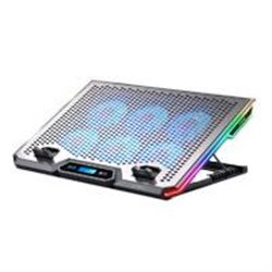 BASE ENFRIADORA ACTECK FROOST EPIC BE640 / 15.6 PULG / 6 VENTILADORES / 2X USB 2.0 / AJUSTABLE 7 NIVELES / ILUMINACION 7 MODOS /